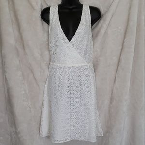 Nicole Miller White Lace Faux Wrap Sundress